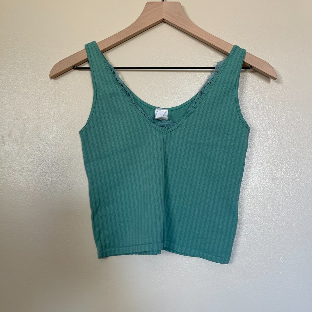 Aqua lace crop top